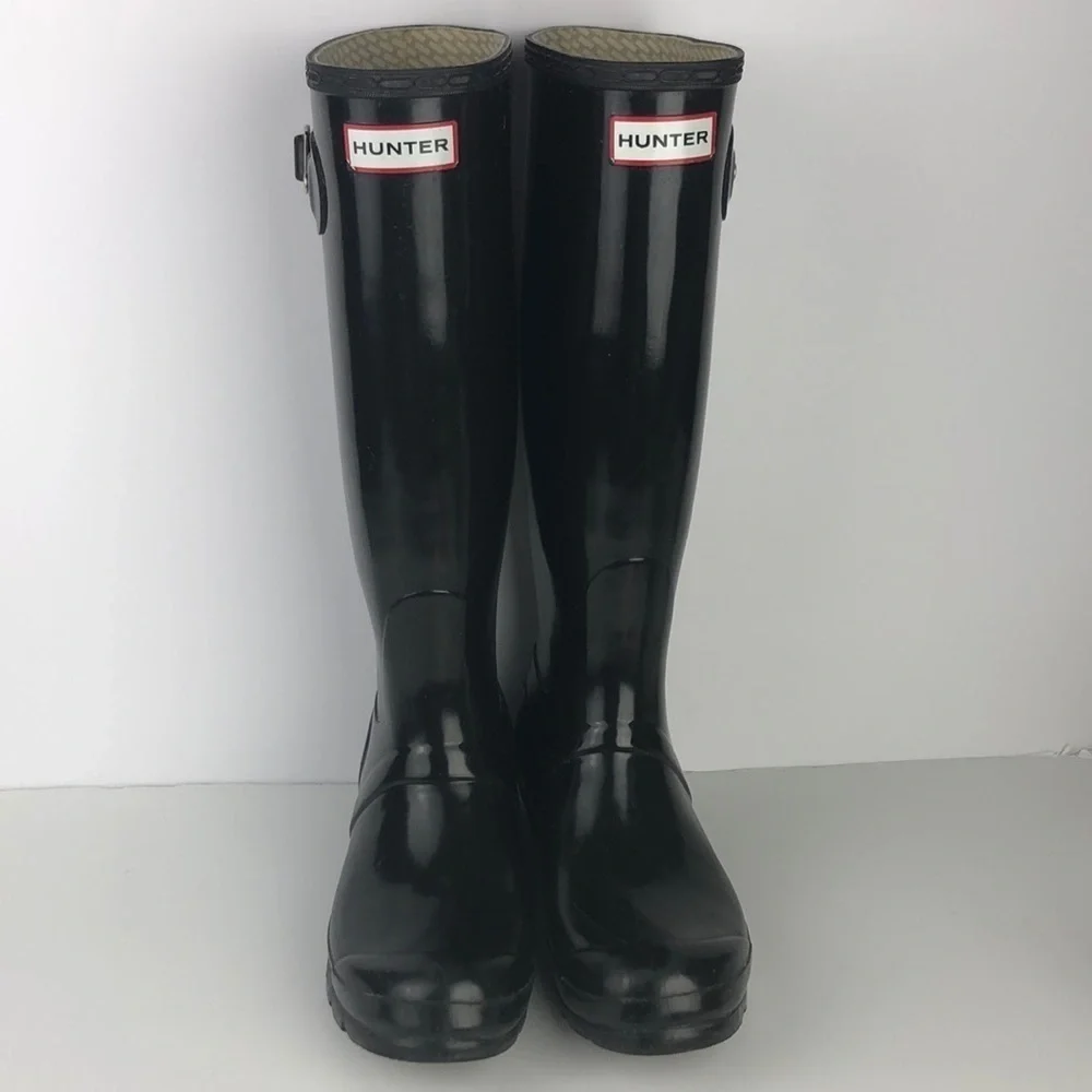 Hunter Original Tall Black Gloss Pull On Rain Boots